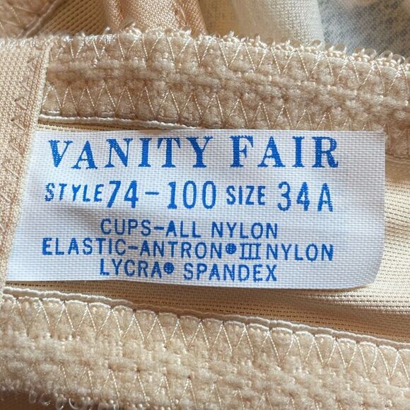 Vanity Fair Tan Floral Lacey Bra size 34A - Picture 3 of 4